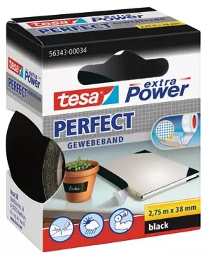 Een Tesa extra Power Perfect, ft 38 mm x 2,75 m, zwart koop je bij ShopXPress