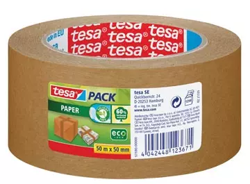 Een Tesa verpakkingsplakband Paper, ft 50 mm x 50 m, papier, bruin koop je bij ShopXPress