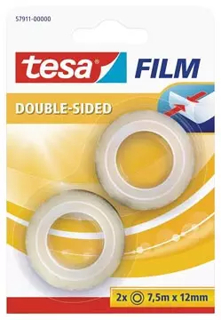 Een Tesafilm Double-Sided, ft 7,5 m x 12 mm, blister van 2 stuks koop je bij ShopXPress