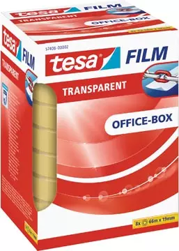 Een Tesafilm transparante tape, ft 19 mm x 66 m, 8 rolletjes koop je bij ShopXPress