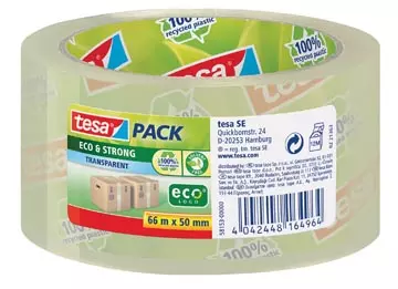 Een Tesapack eco & strong ecoLogo, ft 50 mm x 66 m, PP, transparant koop je bij ShopXPress