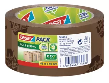 Een Tesapack eco & strong ecoLogo, ft 50 mm x 66 m, PVC, bruin koop je bij ShopXPress