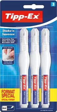 Een Tipp-Ex correctiepen Shake 'n Squeeze, blister van 3 stuks, special format koop je bij ShopXPress