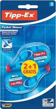 Een Tipp-Ex correctieroller Pocket Mouse, blister met 2 + 1 gratis koop je bij ShopXPress