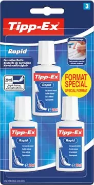 Een Tipp-Ex correctievloeistof Rapid, blister van 3 stuks, special format koop je bij ShopXPress