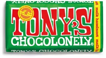 Een Tony's Chocolonely chocoladereep, 180g, hazelnoot koop je bij ShopXPress