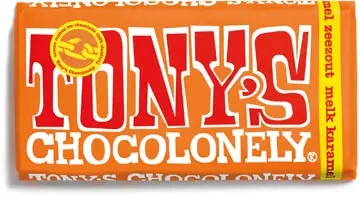 Een Tony's Chocolonely chocoladereep, 180g, karamel zeezout koop je bij ShopXPress