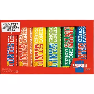 Een Tony's Chocolonely chocoladereep, 47/50g, 6 stuks, mix koop je bij ShopXPress