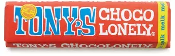 Een Tony's Chocolonely chocoladereep, 50g, melk koop je bij ShopXPress