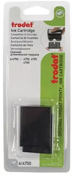 Een Trodat vervangkussen zwart, voor stempel 4750/4755, blister 2 stuks koop je bij ShopXPress