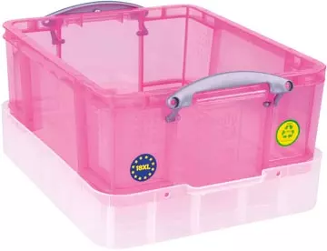 Een Really Useful Box opbergdoos 18 liter XL, transparant roze koop je bij ShopXPress