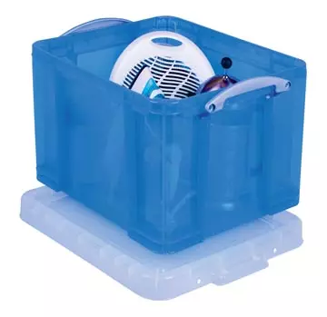 Een Really Useful Box opbergdoos 35 liter, transparant, blauw koop je bij ShopXPress