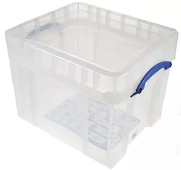 Een Really Useful Box opbergdoos 35 liter XL, transparant, voor het opbergen van medium LP's koop je bij ShopXPress