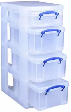 Een Really Useful Box trolley met 4 opbergdozen, zwart koop je bij ShopXPress