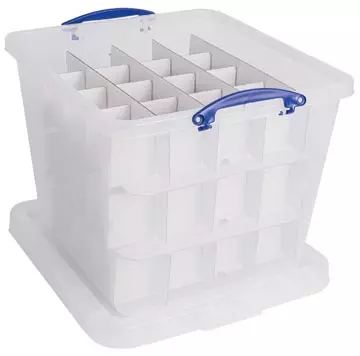 Een Really Useful Box opbergdoos, 60 l, met inzetbakje, transparant koop je bij ShopXPress