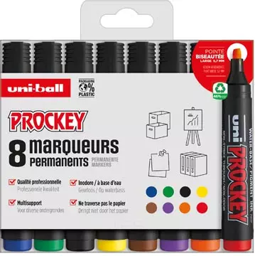 Een Uni-ball permanent marker Prockey PM-126, etui van 8 stuks, assorti koop je bij ShopXPress