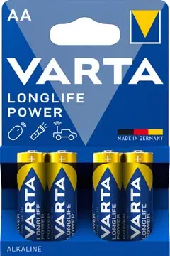 Een Varta batterij Longlife Power AA, blister van 4 stuks koop je bij ShopXPress