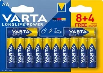 Een Varta batterij Longlife Power AA, blister van 8 + 4 koop je bij ShopXPress