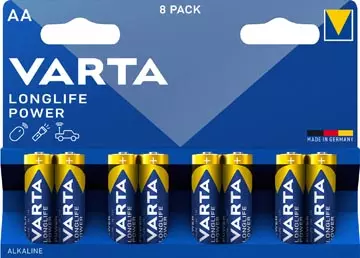 Een Varta batterij Longlife Power AA, blister van 8 stuks koop je bij ShopXPress