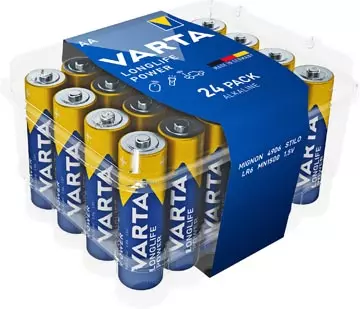 Een Varta batterij Longlife Power AA, pak van 24 stuks koop je bij ShopXPress