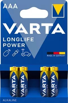 Een Varta batterij Longlife Power AAA, blister van 4 stuks koop je bij ShopXPress