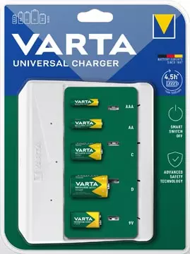 Een Varta batterijlader Universal Charger, op blister koop je bij ShopXPress