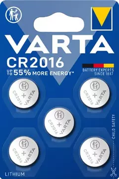 Een Varta knoopcel Lithium CR2016, blister van 5 stuks koop je bij ShopXPress