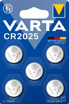 Een Varta knoopcel Lithium CR2025, blister van 5 stuks koop je bij ShopXPress