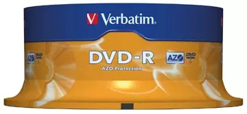 Een Verbatim DVD recordable DVD-R, spindel van 25 stuks koop je bij ShopXPress