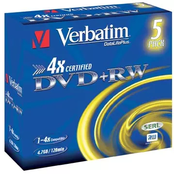 Een Verbatim DVD rewritable, doos van 5 stuks, individueel verpakt (Jewel Case) koop je bij ShopXPress