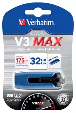 Een Verbatim V3 MAX USB 3.0 stick, 32 GB blauw koop je bij ShopXPress