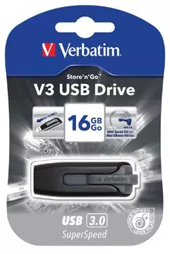 Een Verbatim V3 USB 3.0 stick, 16 GB, zwart koop je bij ShopXPress