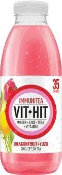 Een Vit Hit vitaminedrank Immunitea Dragon Fruit, flesje van 50 cl, pak van 12 stuks koop je bij ShopXPress