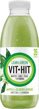 Een Vit Hit vitaminedrank Lean & Green, flesje van 50 cl, pak van 12 stuks koop je bij ShopXPress