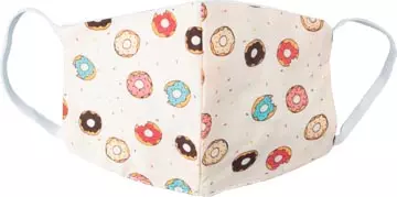 Een Wasbaar mondmasker, donut party motief, maat: kinderen, pak van 5 stuks koop je bij ShopXPress