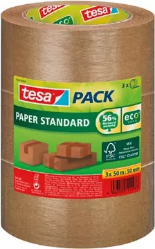 Een tesa verpakkingsplakband Paper Standard, ft 50 mm x 50 m, pak van 3 stuks koop je bij ShopXPress