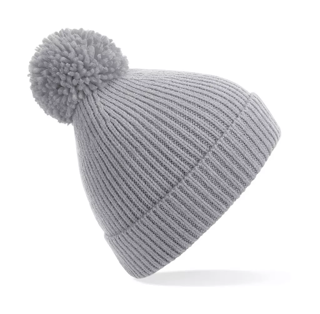 Engineered Knit Ribbed Pom Pom Beanie