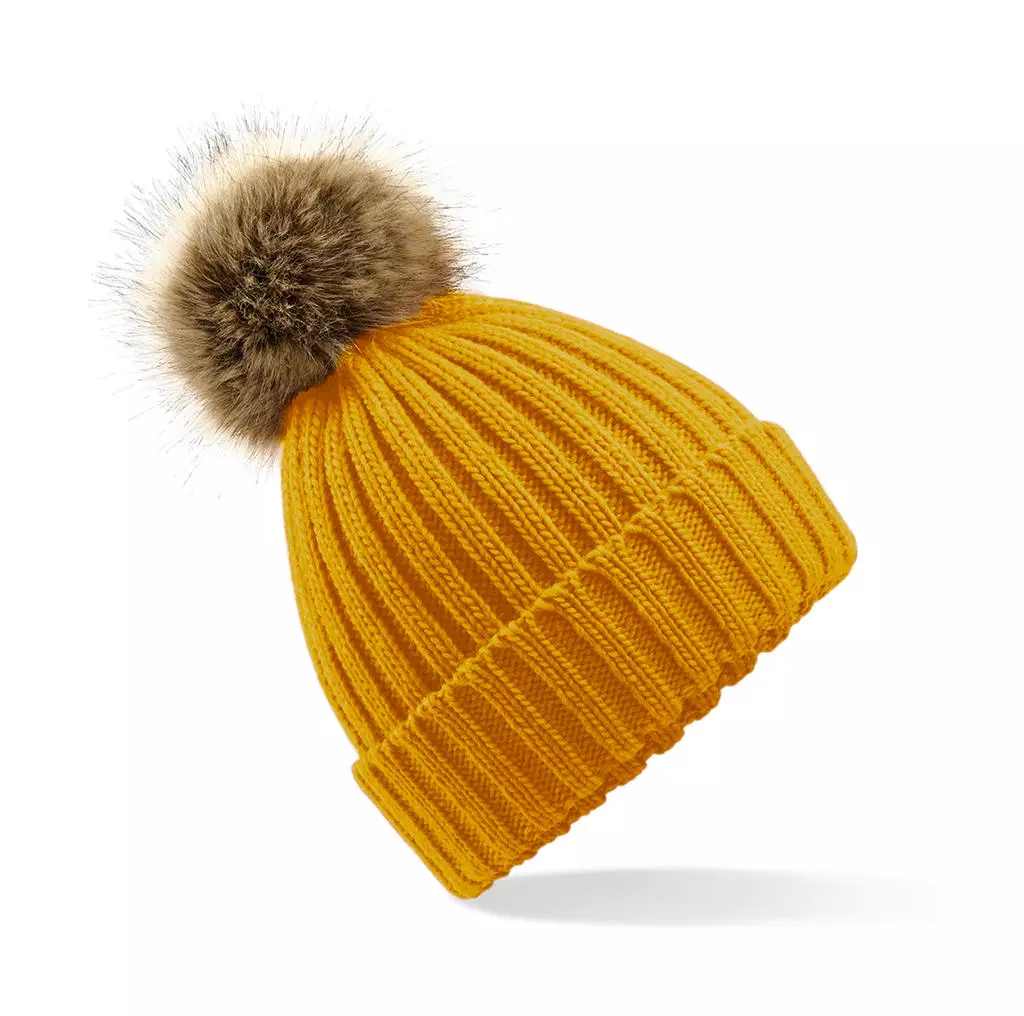 Fur Pop Pom Chunky Beanie