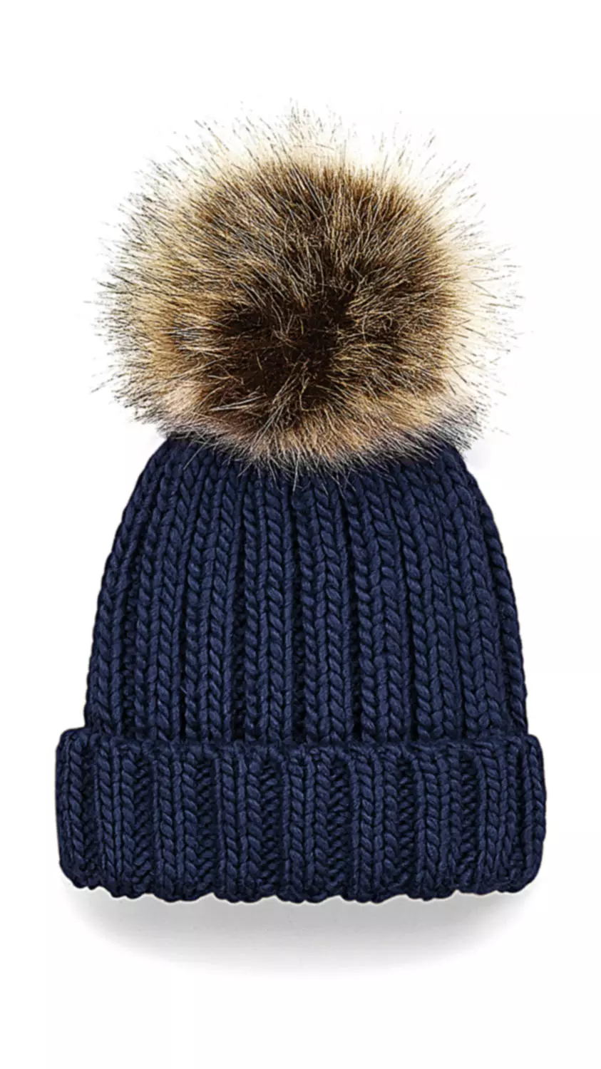 Junior Fur Pom Pom Chunky Beanie