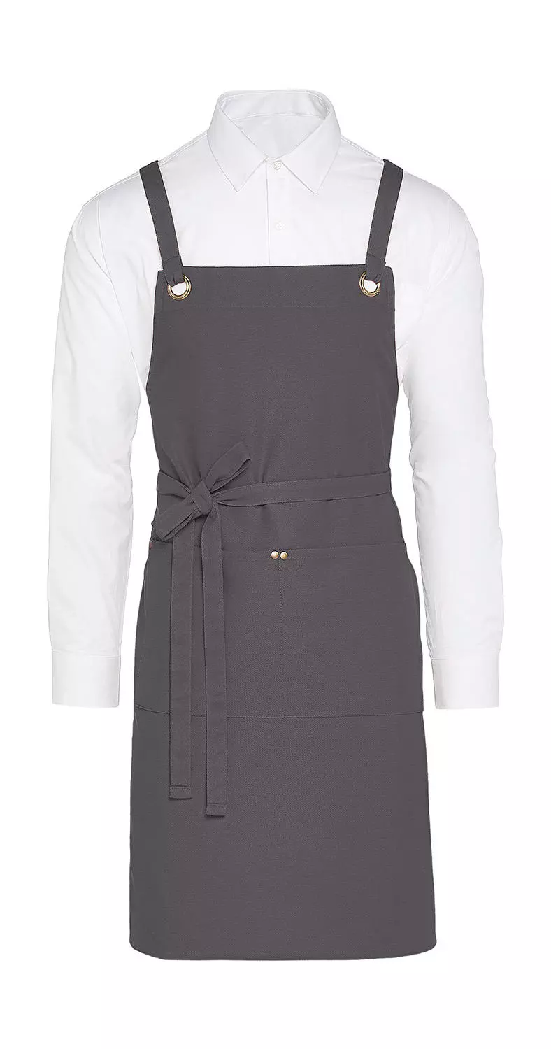 PROVENCE - Crossover Eyelets Bib Apron with Pocket