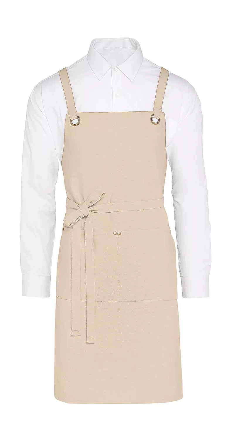 PROVENCE - Crossover Eyelets Bib Apron with Pocket