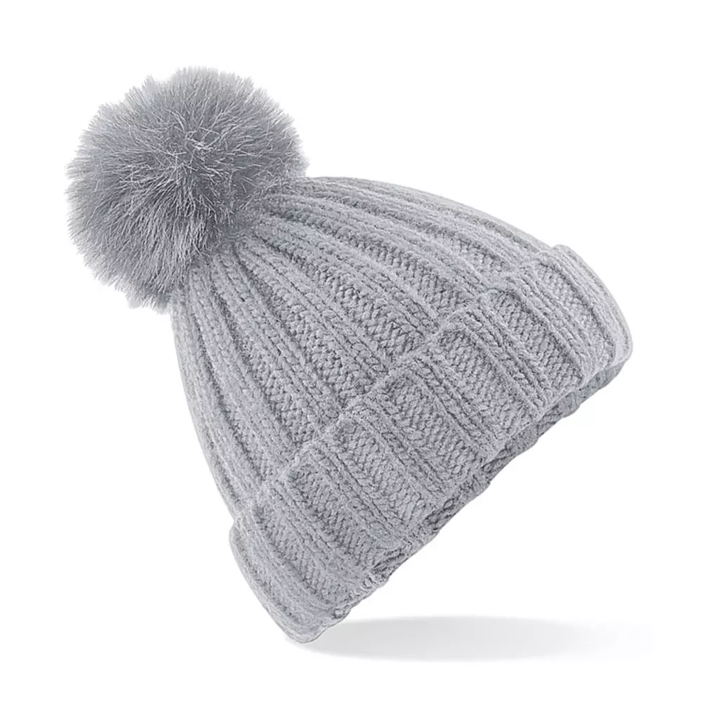 Verbier Fur Pop Pom Chunky Beanie