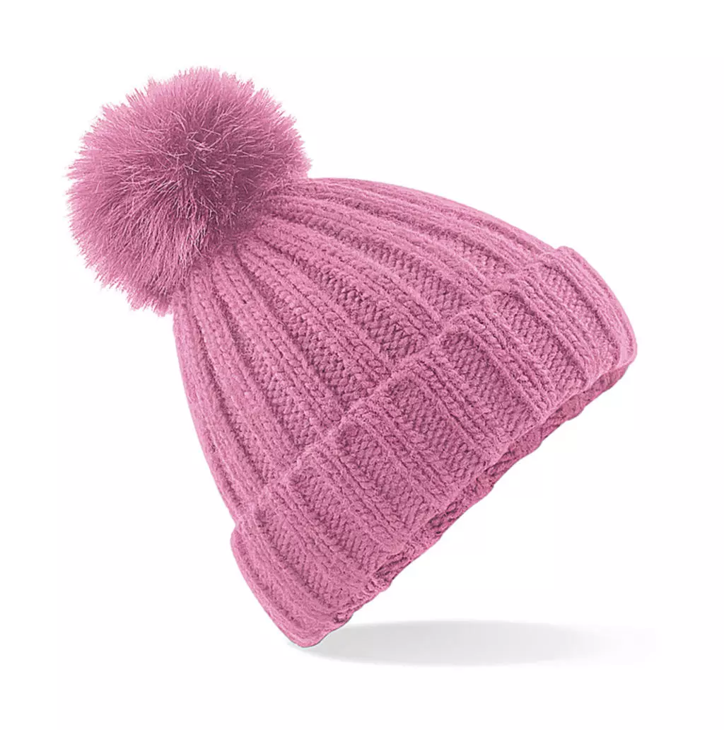 Verbier Fur Pop Pom Chunky Beanie