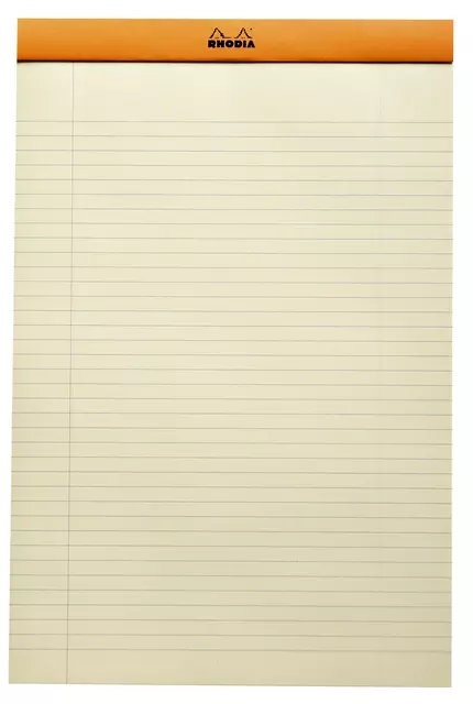 Een Schrijfblok Rhodia A4 lijn 160 pagina's 80gr geel koop je bij Quality Office Supplies