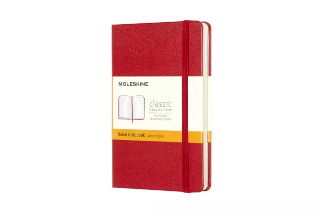 Een Notitieboek Moleskine pocket 90x140mm lijn hard cover rood koop je bij Friese Schrijfkamer