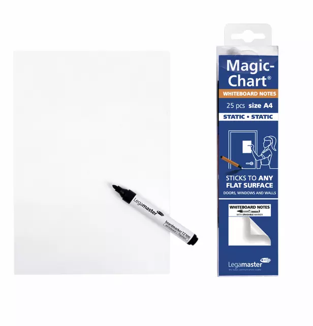 Een Magic-chart notes Legamaster whiteboard 20x30cm wit koop je bij De Joma BV