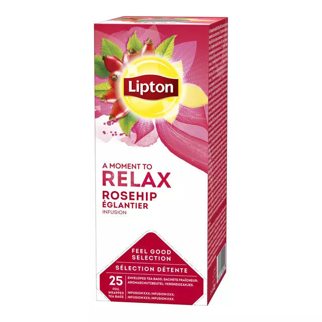 Een Thee Lipton Relax Rozenbottel 25stuks koop je bij De Joma BV