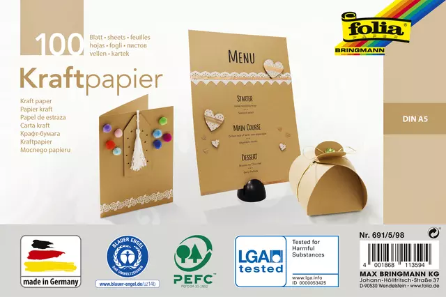 Een Kraftpapier Folia A5 120gr 100 vel koop je bij QuickOffice BV