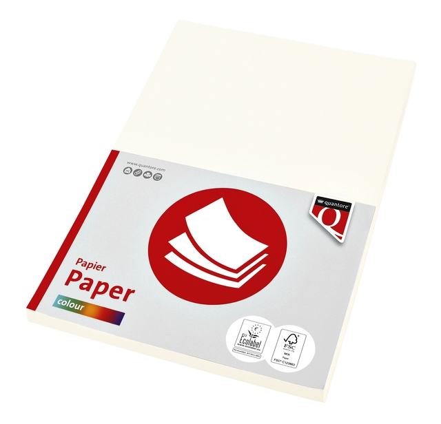 Een Kopieerpapier Quantore Colour A4 80gr roomwit 100vel koop je bij Schellen Boek- en Kantoorboekhandel