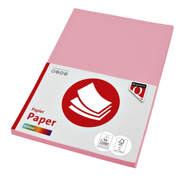 Een Kopieerpapier Quantore Colour A4 80gr lichtroze 100vel koop je bij De Joma BV